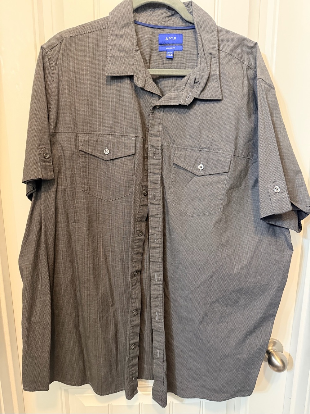 Apt. 9 Men's Short Sleeve Button-Up Shirt - Charcoal Gray